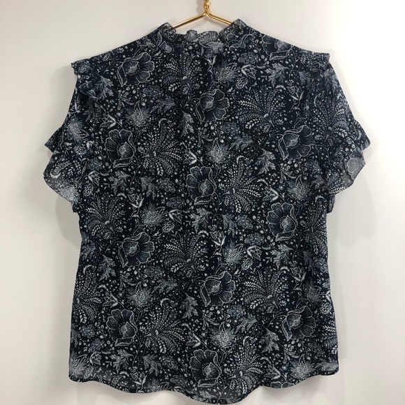 Point Sur JCrew Chiffon Fern Leaf  blouse Small - Picture 3 of 8